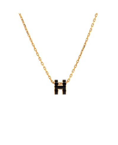Pre-owned Pre-owned Hermes  Hermes Mini Pop H Pendant Chain Necklace Metal And Enamel, 16 In Silver
