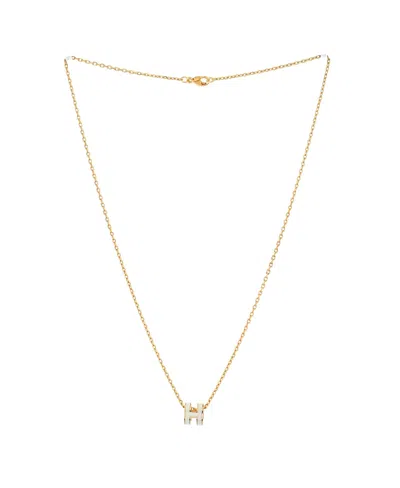 Pre-owned Pre-owned Hermes  Hermes Mini Pop H Pendant Chain Necklace Metal And Enamel 16 In Silver
