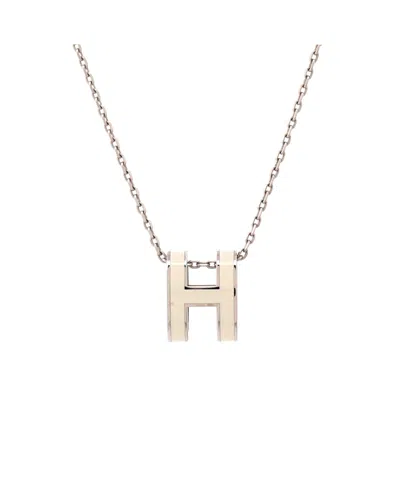 Pre-owned Pre-owned Hermes  Hermes Mini Pop H Pendant Chain Necklace Metal And Enamel, 16 In Silver