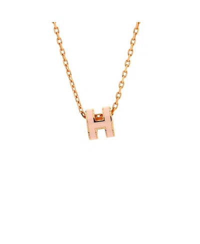 Pre-owned Pre-owned Hermes  Hermes Mini Pop H Pendant Chain Necklace Metal And Enamel In Enamel/silver Tone