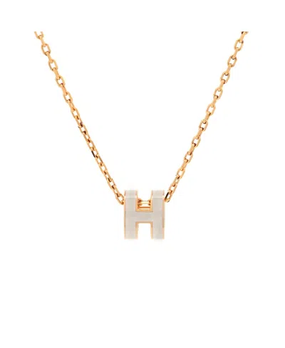Pre-owned Pre-owned Hermes  Hermes Mini Pop H Pendant Chain Necklace Metal And Enamel In Gold