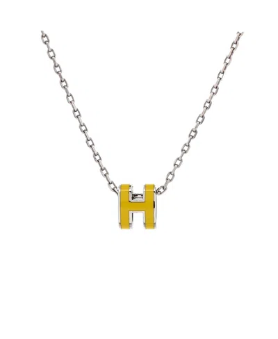 Pre-owned Pre-owned Hermes  Hermes Mini Pop H Pendant Chain Necklace Metal And Enamel In Silver