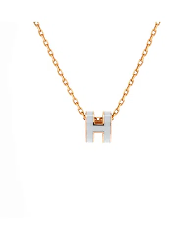 Pre-owned Pre-owned Hermes  Hermes Mini Pop H Pendant Chain Necklace Metal And Enamel In Silver