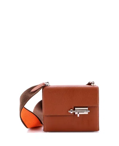Pre-owned Pre-owned Hermes  Hermes Mini Verrou Bag Chevre Mysore And Canvas In Brown