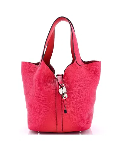 Pre-owned Pre-owned Hermes  Hermes Mm Eclat Picotin Lock Bag Clemence With Swift In Pink/ Red