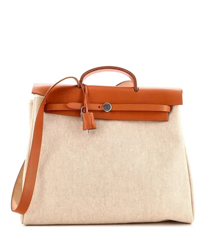 Pre-owned Pre-owned Hermes  Hermes Mm Herbag Toile And Leather In Brown