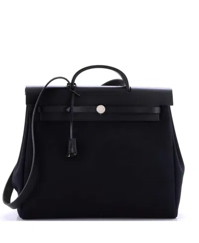 Pre-owned Pre-owned Hermes  Hermes Mm Herbag Toile And Leather In Black