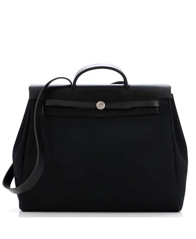 Pre-owned Pre-owned Hermes  Hermes Mm Herbag Toile And Leather In Black