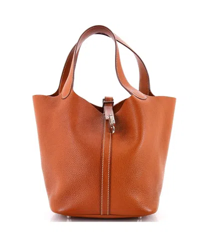 Pre-owned Pre-owned Hermes  Hermes Mm Picotin Lock Bag Barenia Faubourg In Brown