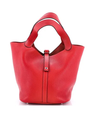 Pre-owned Pre-owned Hermes  Hermes Mm Picotin Lock Bag Clemence In Red