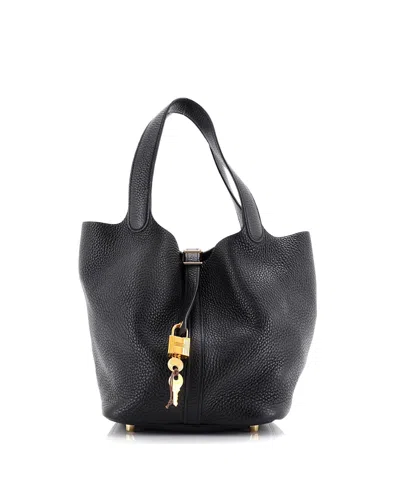 Pre-owned Pre-owned Hermes  Hermes Mm Picotin Lock Bag Clemence In Black