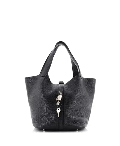 Pre-owned Pre-owned Hermes  Hermes Mm Picotin Lock Bag Clemence In Black