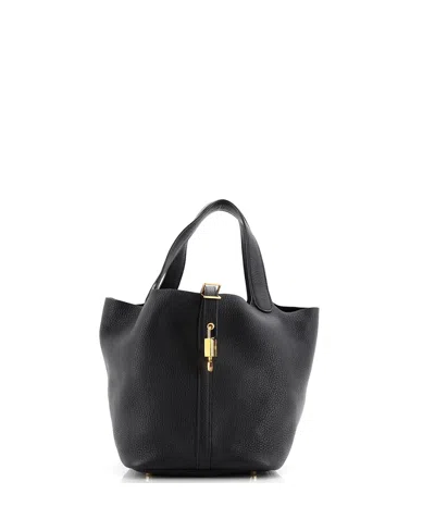 Pre-owned Pre-owned Hermes  Hermes Mm Picotin Lock Bag Clemence In Black