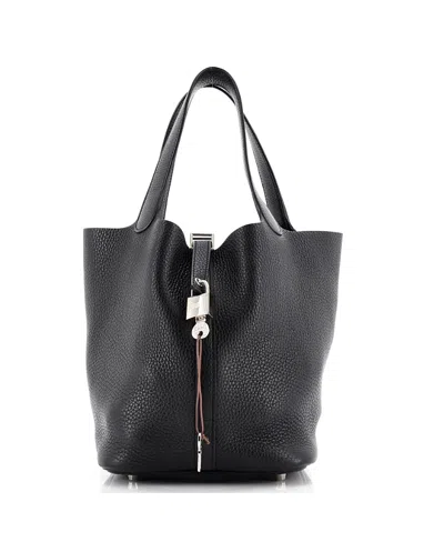Pre-owned Pre-owned Hermes  Hermes Mm Picotin Lock Bag Clemence In Black