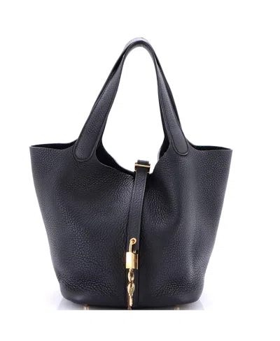 Pre-owned Pre-owned Hermes  Hermes Mm Picotin Lock Bag Clemence In Black