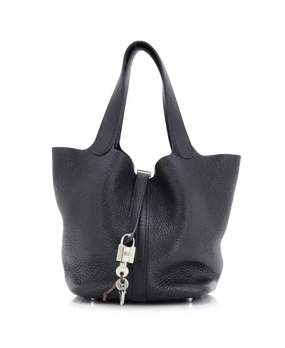 Pre-owned Pre-owned Hermes  Hermes Mm Picotin Lock Bag Clemence In Black