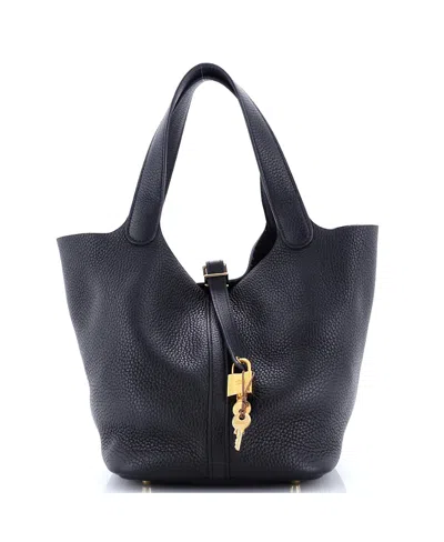 Pre-owned Pre-owned Hermes  Hermes Mm Picotin Lock Bag Clemence In Black