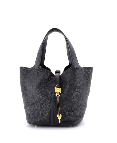 Pre-owned Pre-owned Hermes  Hermes Mm Picotin Lock Bag Clemence In Black