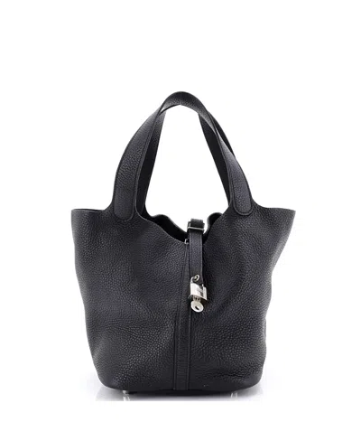 Pre-owned Pre-owned Hermes  Hermes Mm Picotin Lock Bag Clemence In Black