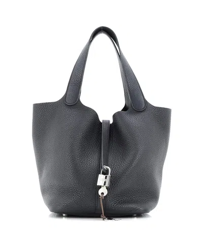 Pre-owned Pre-owned Hermes  Hermes Mm Picotin Lock Bag Clemence In Blue