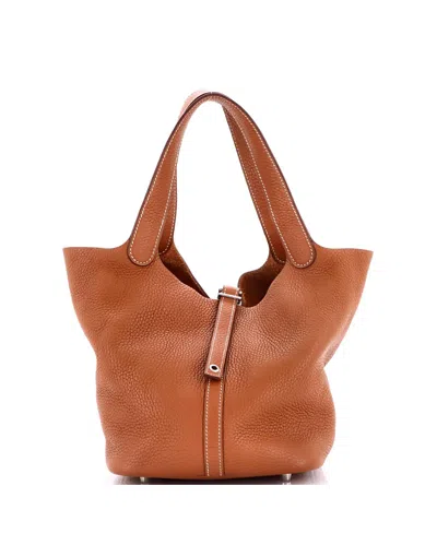 Pre-owned Pre-owned Hermes  Hermes Mm Picotin Lock Bag Clemence In Brown