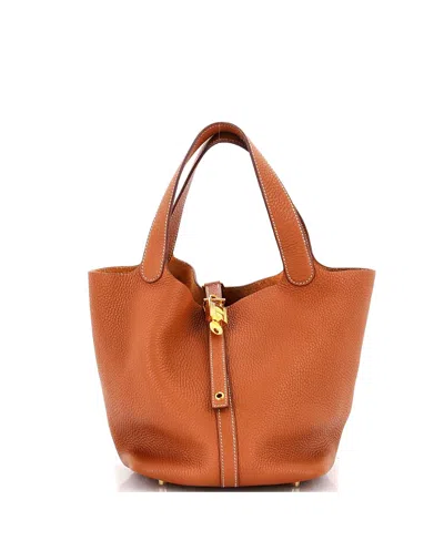 Pre-owned Pre-owned Hermes  Hermes Mm Picotin Lock Bag Clemence In Brown