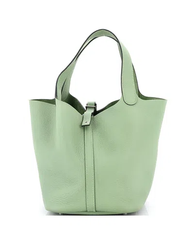 Pre-owned Pre-owned Hermes  Hermes Mm Picotin Lock Bag Clemence In Green
