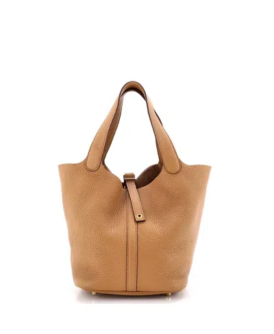 Pre-owned Pre-owned Hermes  Hermes Mm Picotin Lock Bag Clemence In Neutral