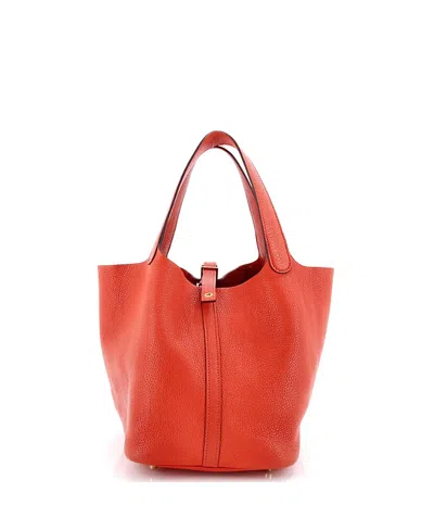 Pre-owned Pre-owned Hermes  Hermes Mm Picotin Lock Bag Clemence In Orange