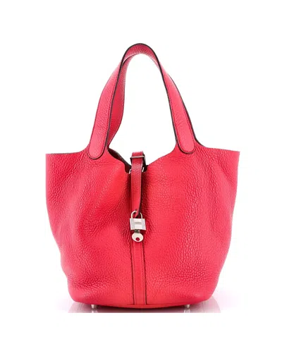 Pre-owned Pre-owned Hermes  Hermes Mm Picotin Lock Bag Clemence In Pink