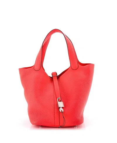 Pre-owned Pre-owned Hermes  Hermes Mm Picotin Lock Bag Clemence In Pink