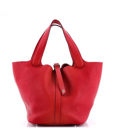 Pre-owned Pre-owned Hermes  Hermes Mm Picotin Lock Bag Clemence In Red