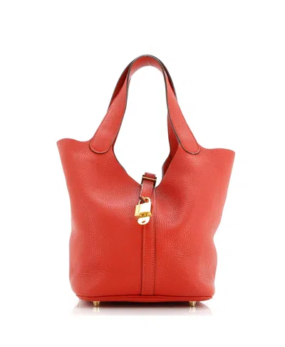 Pre-owned Pre-owned Hermes  Hermes Mm Picotin Lock Bag Clemence In Red