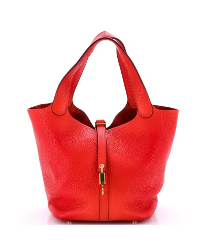 Pre-owned Pre-owned Hermes  Hermes Mm Picotin Lock Bag Clemence In Red