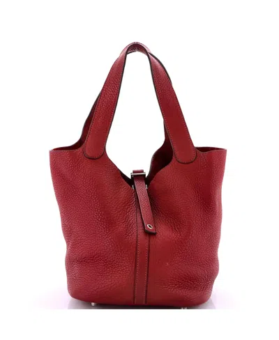 Pre-owned Pre-owned Hermes  Hermes Mm Picotin Lock Bag Clemence In Red