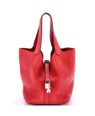 Pre-owned Pre-owned Hermes  Hermes Mm Picotin Lock Bag Clemence In Red