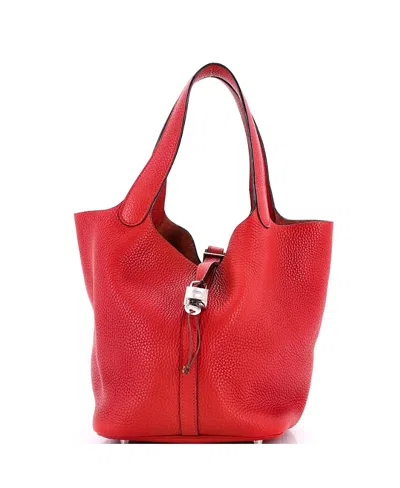 Pre-owned Pre-owned Hermes  Hermes Mm Picotin Lock Bag Clemence In Red
