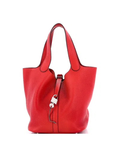 Pre-owned Pre-owned Hermes  Hermes Mm Picotin Lock Bag Clemence In Red
