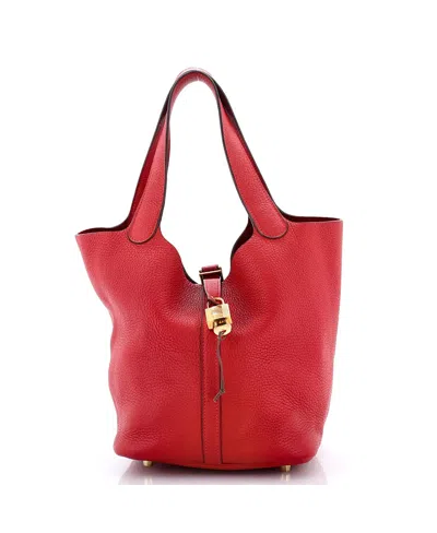 Pre-owned Pre-owned Hermes  Hermes Mm Picotin Lock Bag Clemence In Red