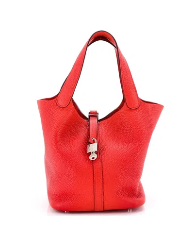 Pre-owned Pre-owned Hermes  Hermes Mm Picotin Lock Bag Clemence In Red