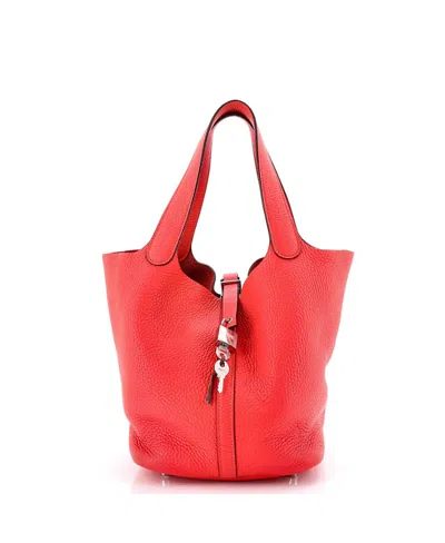 Pre-owned Pre-owned Hermes  Hermes Mm Picotin Lock Bag Clemence In Red