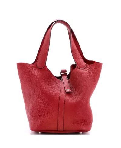 Pre-owned Pre-owned Hermes  Hermes Mm Picotin Lock Bag Clemence In Red
