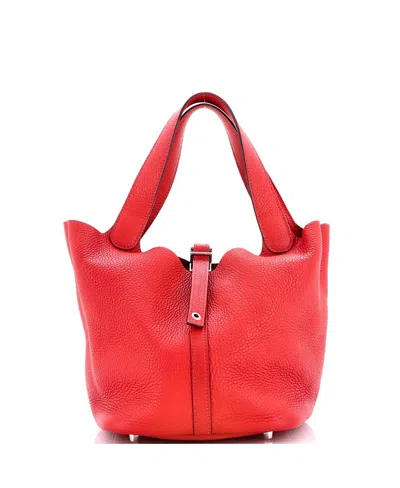 Pre-owned Pre-owned Hermes  Hermes Mm Picotin Lock Bag Clemence In Red