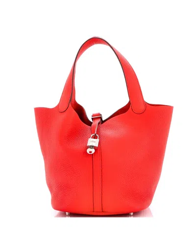 Pre-owned Pre-owned Hermes  Hermes Mm Picotin Lock Bag Clemence In Red