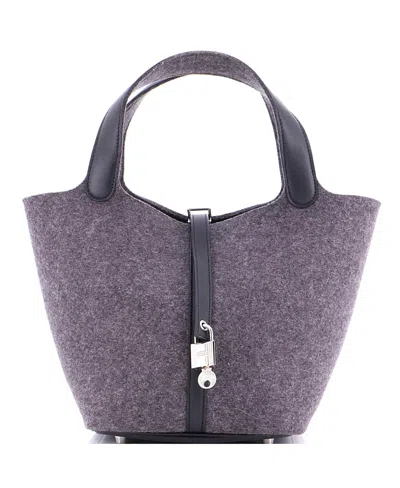 Pre-owned Pre-owned Hermes  Hermes Mm Picotin Lock Bag Felt With Leather