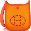 Pre-owned Hermes  Hermes Neo Evelyne Bag Toile And Leather Tpm In Orange