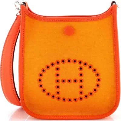 Pre-owned Hermes  Hermes Neo Evelyne Bag Toile And Leather Tpm In Orange