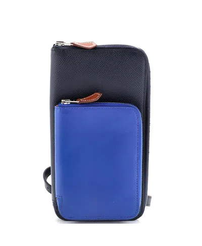 Pre-owned Pre-owned Hermes  Hermes Nouveau To Go Wallet Epsom With Swift In Blue