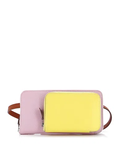 Pre-owned Pre-owned Hermes  Hermes Nouveau To Go Wallet Epsom With Swift In Multicolor/ Pink/ Yellow