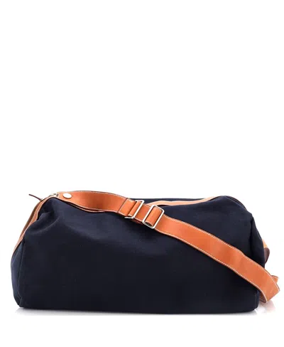 Pre-owned Pre-owned Hermes  Hermes Odyssee Terre Duffle Bag Canvas With Leather In Blue/ Brown
